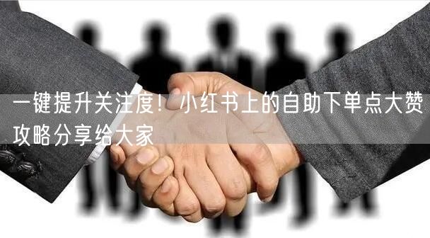一键提升关注度!小红书上的自助下单点大赞攻略分享给大家