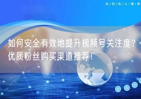 如何安全有效地提升视频号关注度?优质粉丝购买渠道推荐!