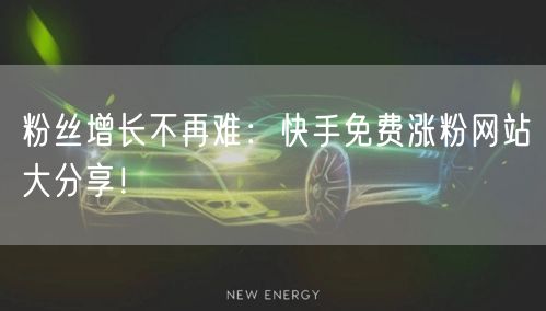 粉丝增长不再难:快手免费涨粉网站大分享!